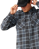 The Rip Curl Mens Premium Surf Griffin Flannel Shirt in Washed Black