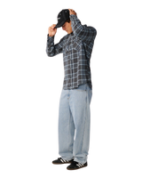 The Rip Curl Mens Premium Surf Griffin Flannel Shirt in Washed Black