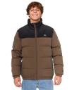 The Rip Curl Mens Fade Out Cord Puffer Jacket in Chocolate