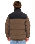 The Rip Curl Mens Fade Out Cord Puffer Jacket in Chocolate
