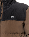 The Rip Curl Mens Fade Out Cord Puffer Jacket in Chocolate
