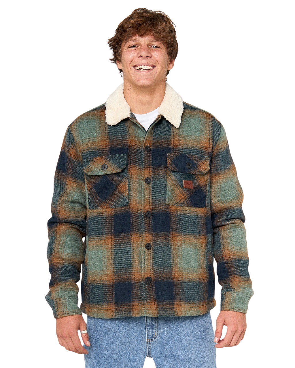 The Rip Curl Mens Bells Sherpa Jacket in Cactus Green