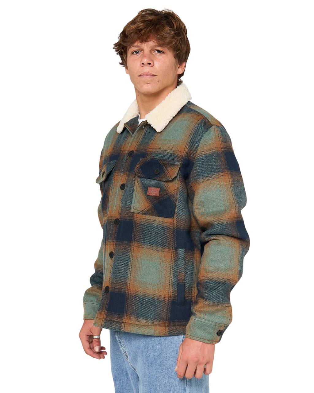The Rip Curl Mens Bells Sherpa Jacket in Cactus Green