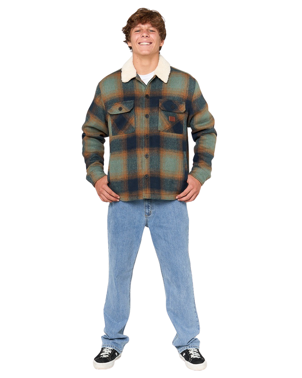 The Rip Curl Mens Bells Sherpa Jacket in Cactus Green