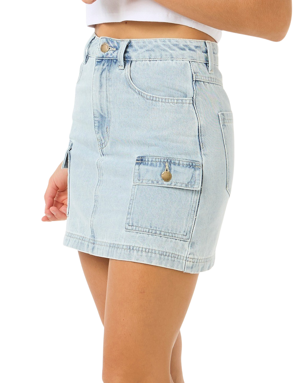 The Rip Curl Womens Las Dalias Denim Mini Skirt in Vintage Blue
