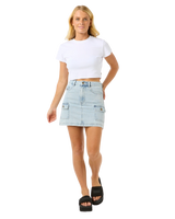 The Rip Curl Womens Las Dalias Denim Mini Skirt in Vintage Blue