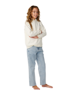 The Rip Curl Girls Girls Surf Puff Hoodie in Bone & Blue