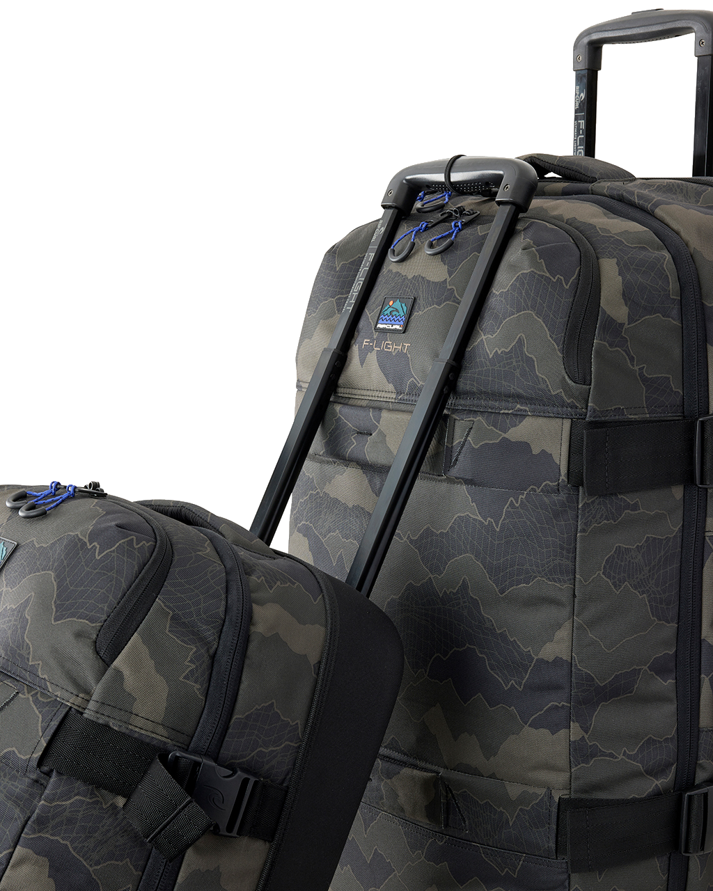 The Rip Curl F-Light Global Search Camo 100L Holdall in Black & Olive