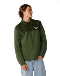 The Rip Curl Mens Classic Surf Cord Puffer Jacket in Dark Olive