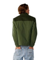 The Rip Curl Mens Classic Surf Cord Puffer Jacket in Dark Olive