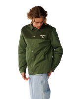 The Rip Curl Mens Classic Surf Cord Puffer Jacket in Dark Olive