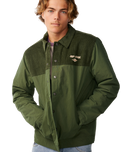 The Rip Curl Mens Classic Surf Cord Puffer Jacket in Dark Olive