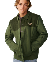 The Rip Curl Mens Classic Surf Cord Puffer Jacket in Dark Olive