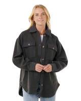 High Tide Fleece Shacket in Washed Black