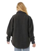 High Tide Fleece Shacket in Washed Black