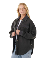 High Tide Fleece Shacket in Washed Black