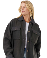 High Tide Fleece Shacket in Washed Black