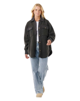 High Tide Fleece Shacket in Washed Black