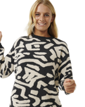 The Rip Curl Womens The Search Jacquard Jumper in Black & White