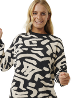 The Rip Curl Womens The Search Jacquard Jumper in Black & White