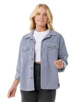 The Rip Curl Womens Stevie Cord Shirt in Blue Grey