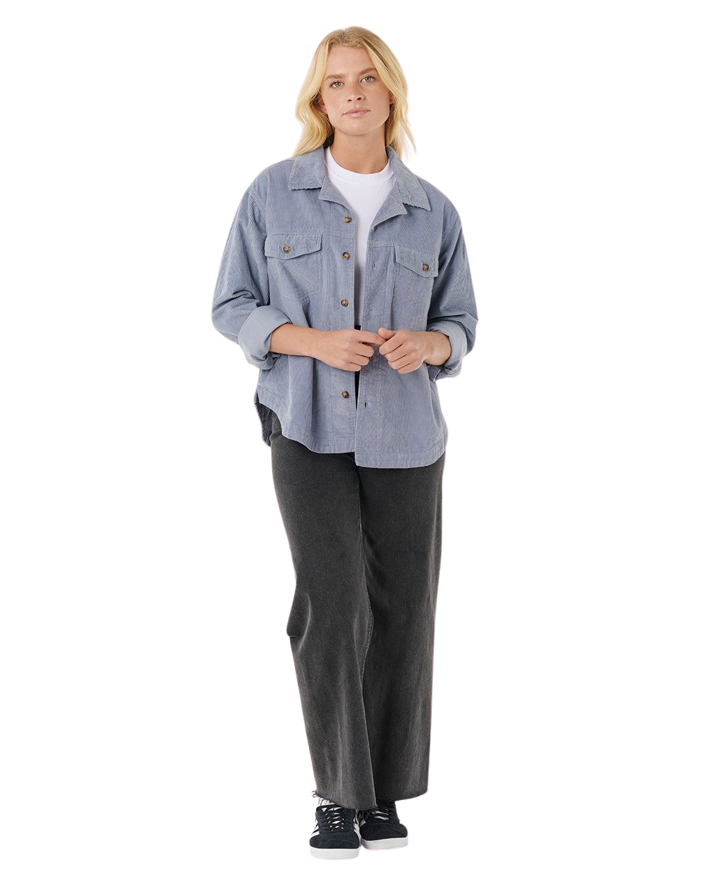 The Rip Curl Womens Stevie Cord Shirt in Blue Grey