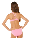 Girls Premium Rib Tri Bikini Set in Begonia Pink