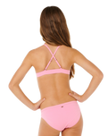 Girls Premium Rib Tri Bikini Set in Begonia Pink