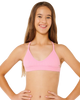 Girls Premium Rib Tri Bikini Set in Begonia Pink