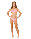 Girls Premium Rib Tri Bikini Set in Begonia Pink
