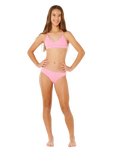Girls Premium Rib Tri Bikini Set in Begonia Pink