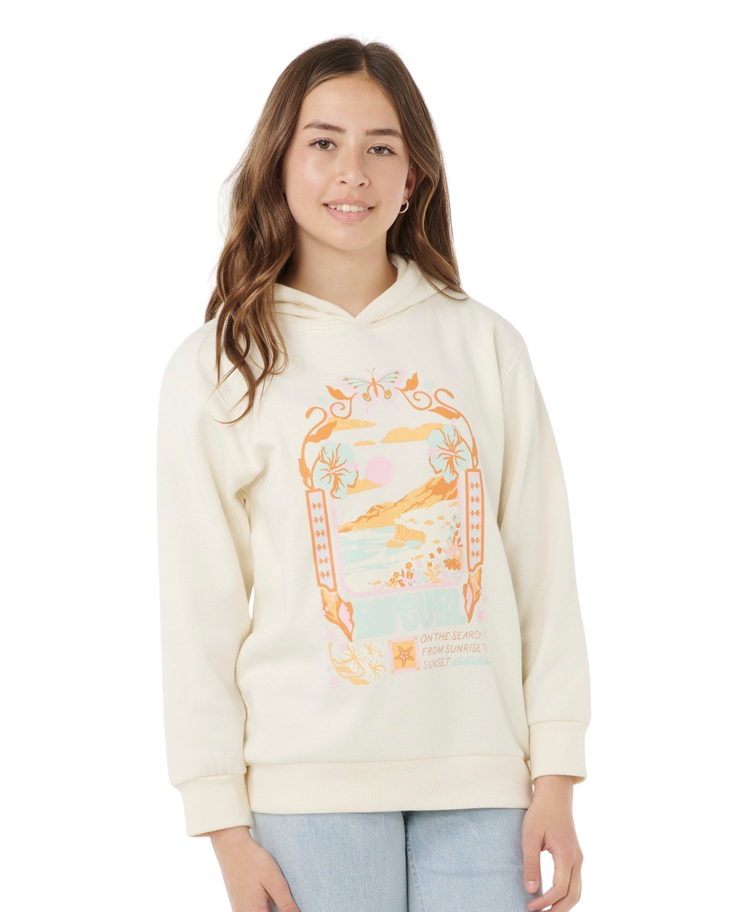 The Rip Curl Girls Girls Sunset Skies Hoodie in Bone