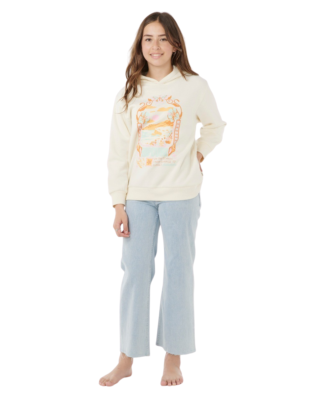 The Rip Curl Girls Girls Sunset Skies Hoodie in Bone