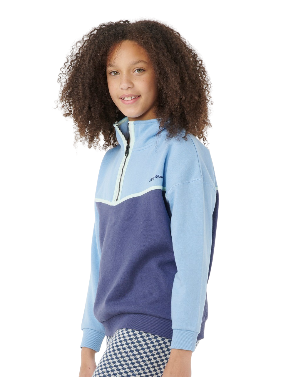 The Rip Curl Girls Girls Sunset Skies 1/4 Zip Fleece in Blue