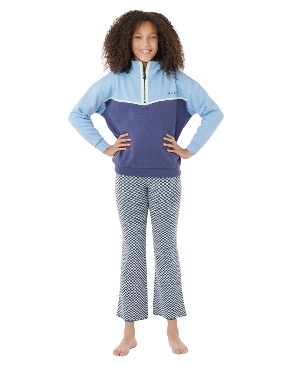 The Rip Curl Girls Girls Sunset Skies 1/4 Zip Fleece in Blue