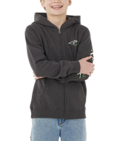 Boys Tropic Daze Zip Hoodie in Washed Black