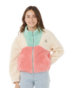 The Rip Curl Girls Girls Block Party Polar Fleece Jacket in Pink