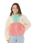 The Rip Curl Girls Girls Block Party Polar Fleece Jacket in Pink