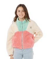 The Rip Curl Girls Girls Block Party Polar Fleece Jacket in Pink
