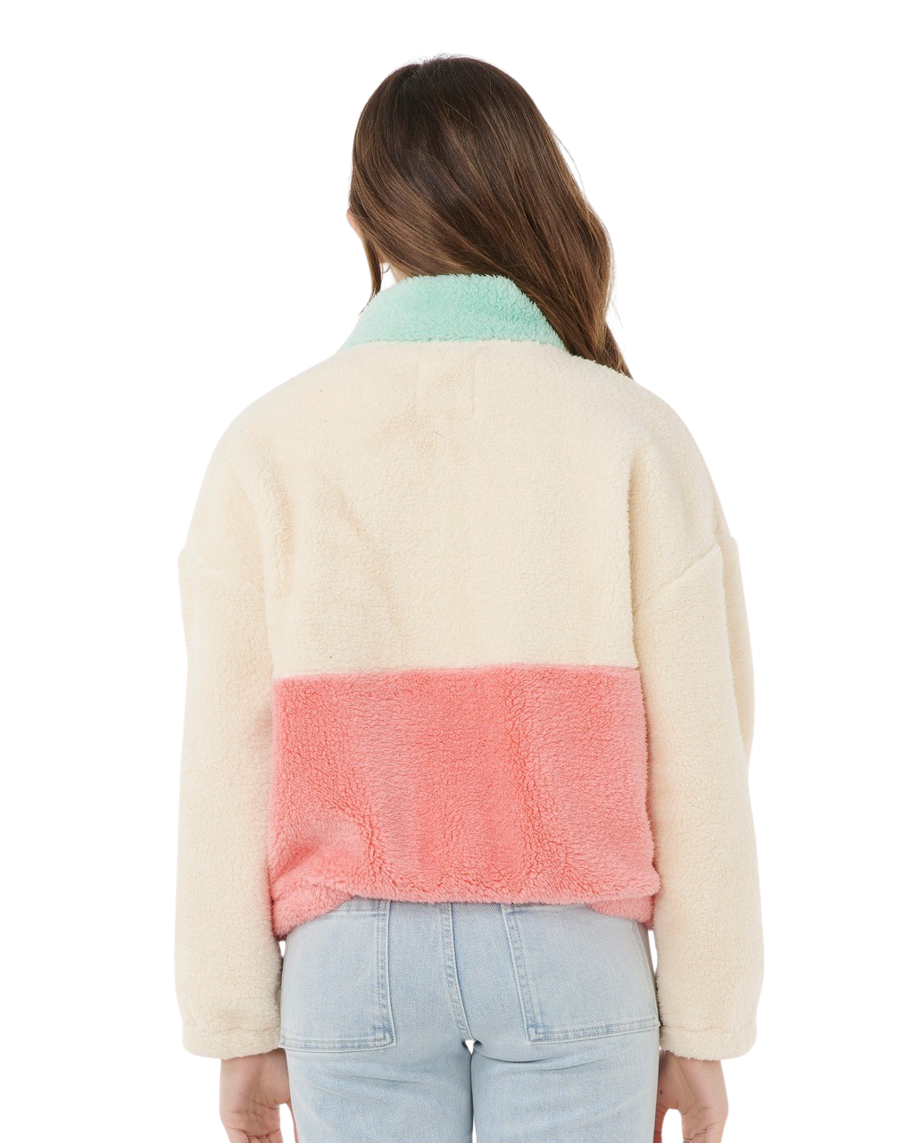 The Rip Curl Girls Girls Block Party Polar Fleece Jacket in Pink