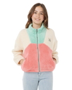 The Rip Curl Girls Girls Block Party Polar Fleece Jacket in Pink