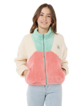 The Rip Curl Girls Girls Block Party Polar Fleece Jacket in Pink