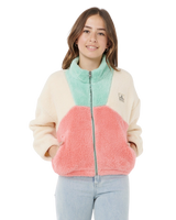The Rip Curl Girls Girls Block Party Polar Fleece Jacket in Pink