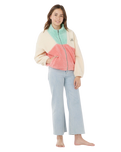 The Rip Curl Girls Girls Block Party Polar Fleece Jacket in Pink