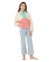The Rip Curl Girls Girls Block Party Polar Fleece Jacket in Pink