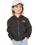 Girls Road Trip Zip Hoodie in Washed Black