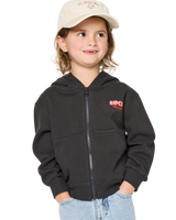Girls Road Trip Zip Hoodie in Washed Black