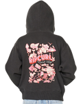 Girls Road Trip Zip Hoodie in Washed Black