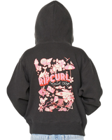 Girls Road Trip Zip Hoodie in Washed Black