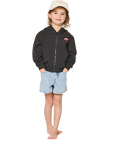 Girls Road Trip Zip Hoodie in Washed Black
